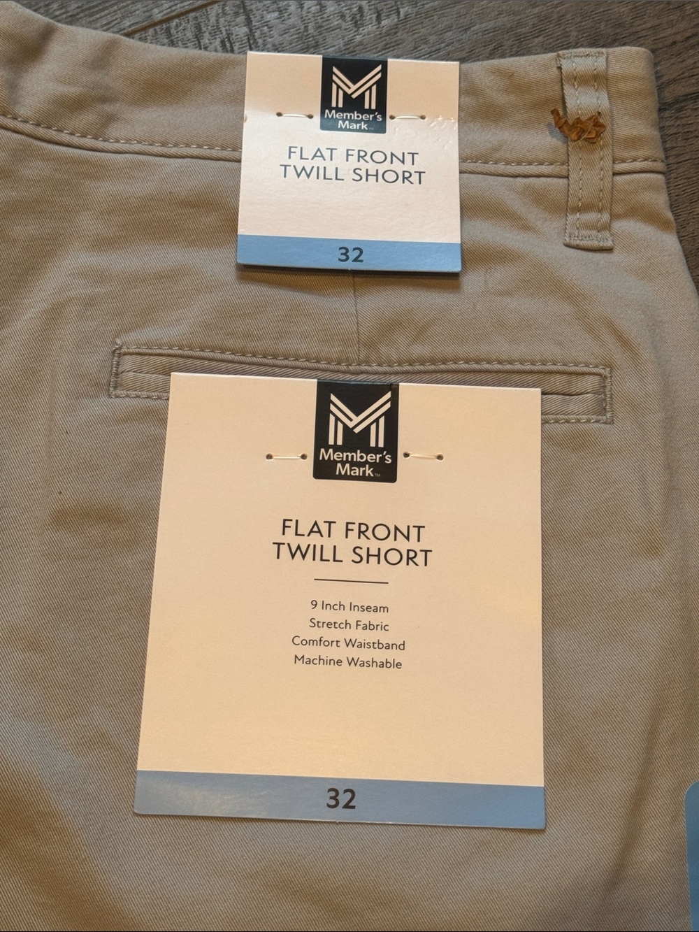 Members Mark Flat Front Twill Shorts Size 32 New With Tags - Picture 4 of 4